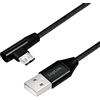 LogiLink Cavo di collegamento USB 2.0, da USB tipo A a micro USB ad angolo retto 90°, 0,3 m, colore: Nero
