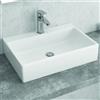 KAMALU Lavandino da appoggio rettangolare in ceramica bianca | Litos-250