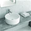 KAMALU Lavabo design da appoggio rotondo 42cm in ceramica bianca lucida | Litos-342