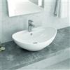 KAMALU Lavabo da appoggio ovale design a bacinella in ceramica bianca | Litos-359