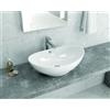 KAMALU Lavabo da appoggio design a bacinella in ceramica bianca 59cm | Litos-359B