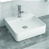 KAMALU Lavabo da appoggio quadrato 42cm in ceramica bianca |Litos-0007