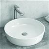 KAMALU Lavabo da appoggio tondo 48cm ceramica bianca | Litos-0010