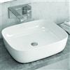 KAMALU Lavabo appoggio ceramica bianca slim con linee arrotondate | Litos-0014