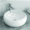 KAMALU Lavabo da appoggio tondo 44.5cm in ceramica bianca | Litos-T22