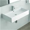 KAMALU Lavabo sospeso 70 cm squadrato in ceramica bianca | Litos-DF70