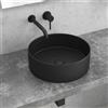 KAMALU Lavabo da appoggio rotondo in ceramica nero opaco 35cm | Litos-0006B