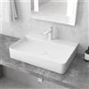 KAMALU Lavabo appoggio rettangolare in ceramica bianca opaca | Litos-CBM500