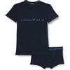 Emporio Armani Underwear Men's T-Shirt+Boxer Christmas Shiny Logo, Biancheria Intima Uomini, Marine,