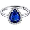 ChicSilver Anelli Donna Regolabili Anello Con Pietra Azzurra, Goccia Lacrime Anello Pietra Blu Argento Regolabile Pietra Settembre Confezione Regalo