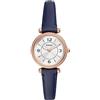 Fossil Orologio da donna, Carlie Three-Hand, Orologio in acciaio inossidabile con cassa di 28 mm e cinturino in pelle, Blu (Blue)