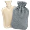Dawdix Borsa Acqua Calda 2L,Borsa dell'acqua calda Grande boule acqua calda con copertura morbida in peluche,Borse di acqua calda,Hot Water Bottle,regalo per Alleviare il Dolore (grigio)