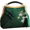 Anopo Donna Ricamato Pochette Stile Cinese Vintage Borsa a Mano con Nappe Ciondolo Borsa a Tracolla per Hanfu Cheongsam Bianco