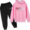 YOUPO Tute for bambini Trapstar, set da jogging giacca con cappuccio + pantaloni pantaloni, unisex con tuta stampata a lettere for l'autunno e l'inverno (Color : 19, Dimensione : 130cm)