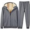 GuliriFei Uomo 2 Pezzo Tute Lana Imbottito Con Cappuccio Pantaloni Sportivi Tinta unita Manica Lunga Con Cappuccio Tuta Sportiva Grigio B XL