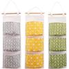 DOULEIN Borsa Portaoggetti da Parete，3 PCS Appesa Borsa Organizzatore Portaoggetti In Tessuto Di Lino Cotone Lino con 3 Piccole Tasche per Casa e Ufficio