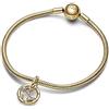 PANDORA Pendente Moments con segno zodiacale dei Pesci placcato in oro 14 carati con zirconi cubici trasparenti
