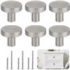 Wekuw Pomelli per Mobili, 6 Pezzi Pomolo per Mobile Rotondo Pomelli per Cassetti Armadio Cassetto 30MM Pomelli per Porta con Viti, per la Armadi, Cassetti, Comodino, Cucina, Soggiorno (Grigio)