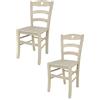 t m c s Tommychairs - Set 2 sedie modello Cuore per cucina bar e sala da pranzo, robusta struttura in legno di faggio verniciata in anilina bianca e seduta in legno