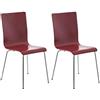 CLP - Set di 2 sedie Pepe per sala d'attesa, in legno, robuste, con gambe stabili in metallo, altezza seduta 45 cm, 12 colori a scelta rosso