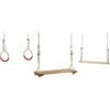 Idena 40193 - Set altalena da ginnastica in legno con altalena, trapezio e anelli, per bambini dai 3 anni in su, con corde regolabili e anelli in acciaio, portata fino a 50 kg