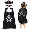 MIVAIUN 3 Pezzi Set Costume da Pirata Bambini Costume da Capitano Pirata Mantello da Pirata Bambini Cappello da Pirata Toppe Occhio Pirata per Halloween Cosplay Carnevale Mascherata (3 Pezzi)
