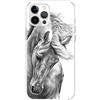 Mixroom - Cover Custodia Back Case in TPU Silicone Morbido per iPhone 15 Fantasia Cavallo Bianco E Nero M597