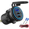 Hapytrip Uscita USB 12V Caricatore USB a filo multi-porta, doppia presa USB PD3.0 e QC3.0 per auto con interruttore di alimentazione, caricatore veloce per iPhone iPad telefoni Android, adatto per auto barca