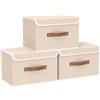 Yawinhe Set di 3 Scatole Portaoggetti con Coperchio,38x25x25cm,Beige