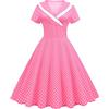 ODIZLI Rockabilly, abito da donna vintage anni '50s, a maniche corte, a pois estivi, per feste, matrimoni e feste, D#rosa., XXL
