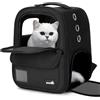 Pecute Zaino per Gatto & Cani, Trasportino per Gatti,Borsa Leggera ed Elegante con Tasche Portaoggetti, Zaino Traspirante in nero- Ottimo Regalo per i proprietari di Animali Domestici,Nero