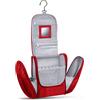 KRONIFY Grande Borsa da Toeletta Premium Appesa con Specchio | Beauty Case Uomo e Donna | Porta Trucchi Organizer da Viaggio | Spaziosa Borsa da Toilette con Gancio | Borsa da Lavaggio | Rosso