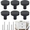 Wekuw Pomelli per Mobili, 6 Pezzi Pomolo per Mobile Rotondo Pomelli per Cassetti Armadio Cassetto 30MM Pomelli per Porta con Viti, per la Armadi, Cassetti, Comodino, Cucina, Soggiorno (Nero)