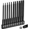 DAKCOS Set di bit Torx DAKCOS 11 pezzi. T6, T7, T8, T9, T10, T15, T20, T25, T27, T30, T40, Set di bit Torx a lunga testa in acciaio S2, profilo a T con foro, Lunghezza: 100 mm