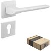 Generic APECS - Maniglia Moderna per Porte Interne ed Esterne, Con Rosette Quadrate, Bianco Opaco, Modello ELECTRA PZ - Cilindro