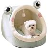 PETCUTE Cuccia Gatto Chiusa Interno,Cuccia per Gatti Interno con Cuscino Rimovibile,Cuccia Semichiusa per Animali Domestici con Palla di Pelo,Antiscivolo,per Gatti e Cani di Piccola Taglia