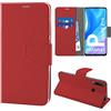 N NEWTOP Cover Compatibile per Huawei P Smart PRO, HQ Lateral Custodia Libro Flip Chiusura Magnetica Portafoglio Simil Pelle Stand (Rosso)