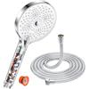 YEAUPE PRO Soffione doccia anticalcare, YEAUPE PRO soffione doccia con 6 tipi di getto ad alta pressione, risparmio idrico, grande (130 mm di diametro), cromato bianco