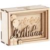 Rayher 62922505 Box regalo legno 3D Birthday, FSCMixCr, naturale, 11,5x8,5x5cm, kit 13pz, box 1set