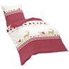 fleuresse 433047 - Lenzuola in Cotone Felpato, Colore 4: Rosso, Castoro, Rosso, 155 cm x 220 cm