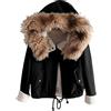 ORANDESIGNE Giacca Donna con Cappuccio Giacca Corto Cappotto Casual con Tasche Giacca Caldo Invernale Cappotto con Cappuccio in Pelliccia Parka Giubbotto Outdoor A Nero M