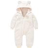 SEVEN BB Flanella Outfit Tutina per Bimbi Invernale Natale Pelosa Orso Pagliaccetto Cappuccio Termica Tuta da Neonato con Cerniera Pagliaccetti in Pile Unisex Infantile Elegante Romper Bianco 6-12 Mesi