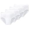 Schiesser Essentials - Slip sportivi da uomo, a doppia coste, confezione da 4 Bianco (100-Weiss) L