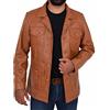 A1 FASHION GOODS Giacca da uomo in pelle classica retrò anni '70 Blazer Hunters Safari nero marrone chiaro - Jim, Nero , L