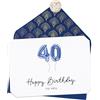 Joli Coon Biglietto auguri 40 anni, Happy Birthday, con busta blu | vero sigillo in ceralacca autoadesivo, spazio per messaggio personale, cartoleria premium