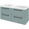 SENSEA Mobile da bagno sospeso sotto lavabo L 60 x H 58 x P 46 cm verde laminato opaco, 2 cassetti SENSEA Remix