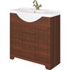 Leroy Merlin Mobile bagno sospeso con lavabo L 85 x H 81.5 x P 31.5 cm noce, 2 ante 3 cassetti per vasca centrale Romantica
