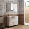 SENSEA Mobile bagno da terra con lavabo e specchio L 100 x H 75 x P 46 cm bianco opaco 2 cassetti per vasca centrale Jnka