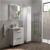 SENSEA Mobile bagno da terra con lavabo e specchio L 65 x H 75 x P 46 cm bianco opaco 2 cassetti per vasca centrale Jnka