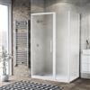 Leroy Merlin Box doccia con ingresso frontale battente Record L 130 x H 195 cm, vetro 6 mm smerigliato profilo bianco spazzolato